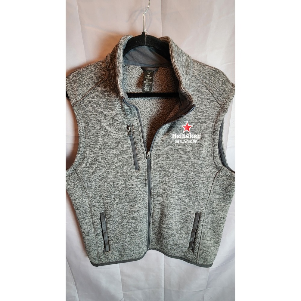 Heineken Silver Men L Gray Marl Fleece Vest Pure Earth Sustainable Gorp